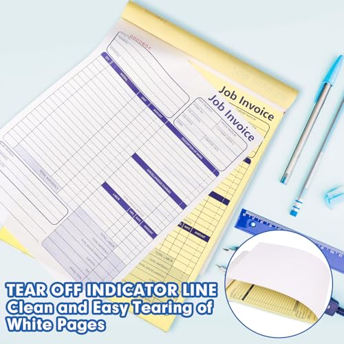 200 Set Job Work Order Forms Job Invoice Forms Invoice Receipt Book Contractor 8.5 * 11inch Work Order Receipt Book 2-Part Carbonless Forms for Small Business Suppliers Distributors (4 Book)