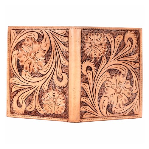 Genuine Leather Hand-Carved Bifold Wallet for Men Women | Western Handmade Wallets Cowboy Casual Tooled2