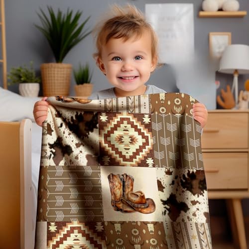 Image of Western Blanket, Western Decor for Nursery Room, Baby Blankets for Boys Girls, Cowboy Baby Blankets, Western Baby Stuff, Soft Warm Lightweight Nursery Bed Blanket for Newborn Toddlers (05, 30x40 in)