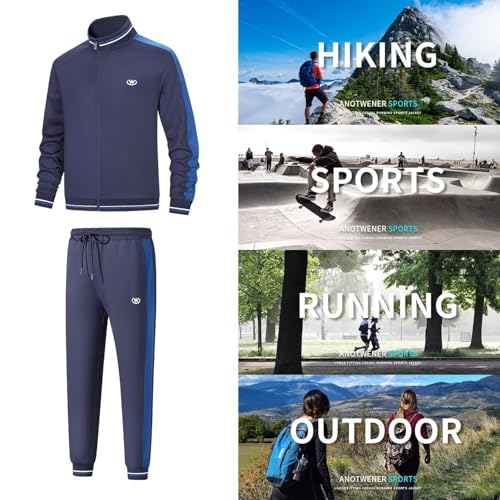 wiebdncj Herren Casual Trainingsanzüge Langarm Jogging Anzüge Sweatsuit Sets Trainingsjacken und Hosen 2 Stück Outfit R-JW5006-XXL