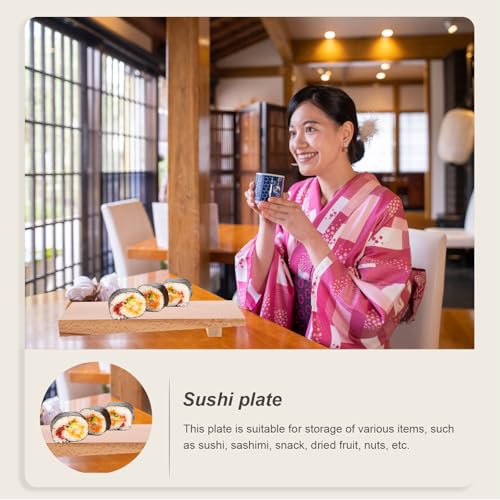 Bandeja rectangular de madera para sushi 30x10 cm miniatura 6