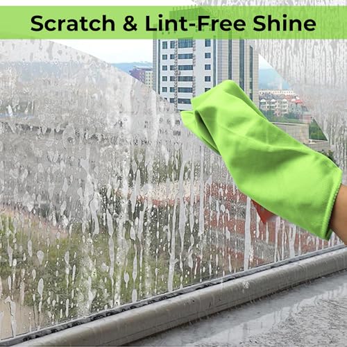 Image of Microfiber Utility Cleaning Towels | 400 GSM Ultra-Soft Cloths for Windows, Glass, Mirror, Car & Kitchen | Streak-Free, Lint-Free | 40 x 40 cm | Aqua Green | Pack of 4