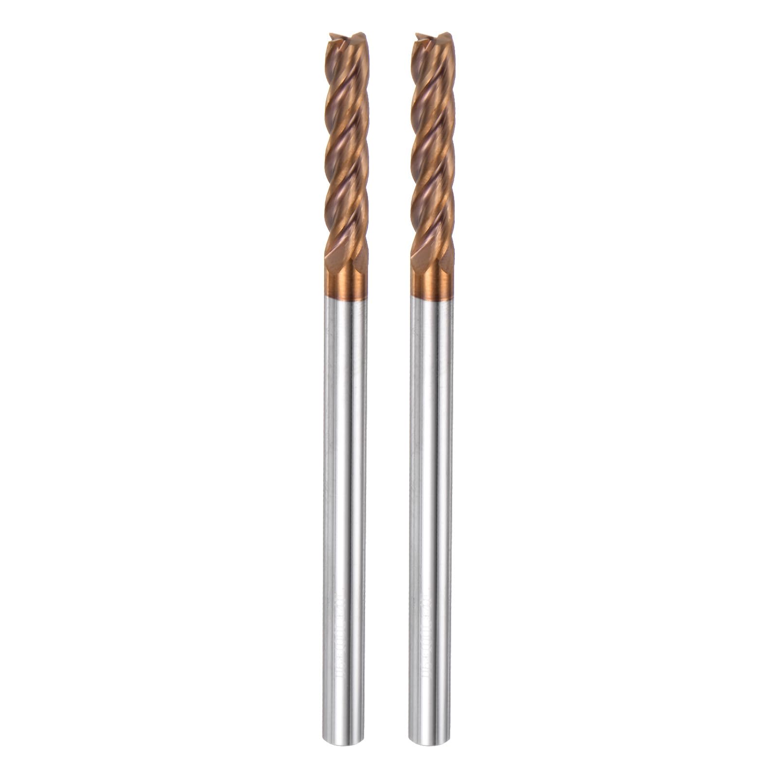 QUARKZMAN 2 Piezas Fresados de Extremo Cuadrado de Carburo de 6mm (15/64") Diámetro Vástago 6mm (15/64") y 100mm Largo HRC55 de Tungsteno de Micrograno de 4 Flautas