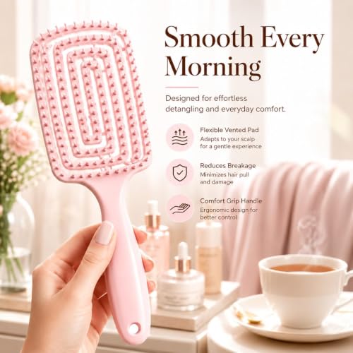 Image of Kaidaa Hair Brush Comb for Women & Men | 3D Detangling Hair Brush | Anti Hair Fall Hair Comb for Curly, Wavy & Straight Hair | Wet & Dry Brush with Scalp Massager | Frizz Control Styling Brush (Set of 2)
