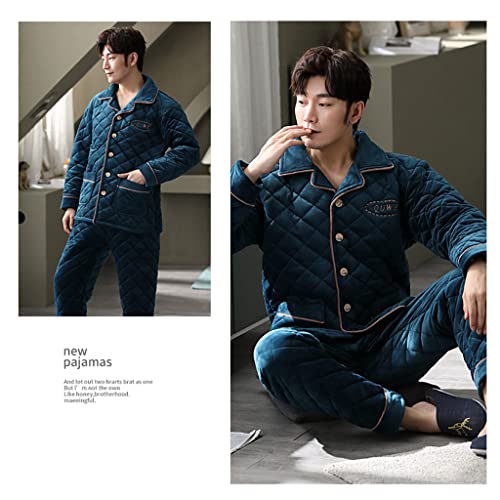 Men's Soft Pajamas Set, Lapel Loungewear, Cotton Long Sleeve Sleepwear, Button Down Casual Pajamas(Size:xxxl,Color:style 1) #TOP3