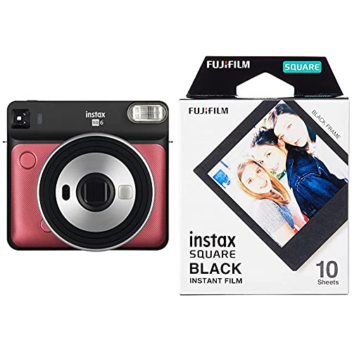 Fujifilm Instax SQ 6 EX D Sofortbildkamera, Ruby Red & Instax Square Frame WW1 Colorfilm, schwarz