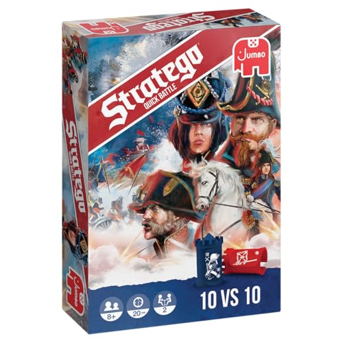 Stratego - Quick Battle, Strategy Board Game, Quick Play, Travel Version, 10v10 Piece, 2 Players, Age 8+