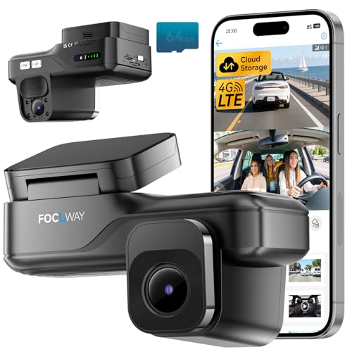4G LTE Dash Cam with Live View 2K+1080P Front Inside Anti-Theft Car Camera Live Streaming Instant Alert via App Cloud & SD Storage IR Night Vision No Screen 24/7 Parking Mode GPS OBD