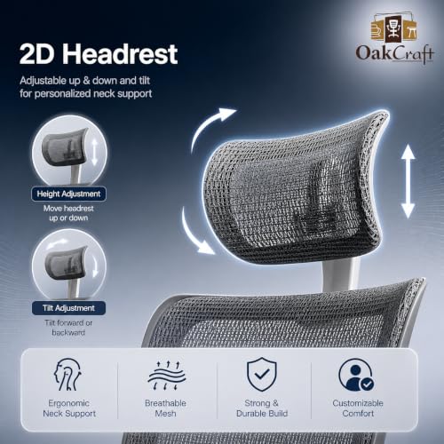 Image of Oakcraft Ergonomic Office Chair with Multi-Lock Tilt, Seat Slider & Dynamic Lumbar Support