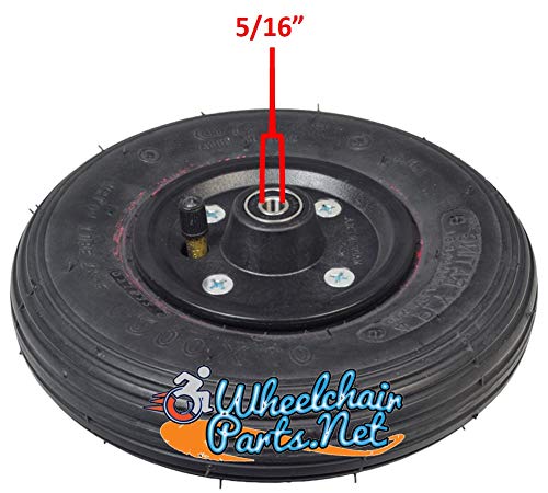 SET (2) 200x50 Wheelchair Wheels With Solid Insert or Pneumatic Tire & Precision Bearings (Black Tire W/Air Tube & 5/16