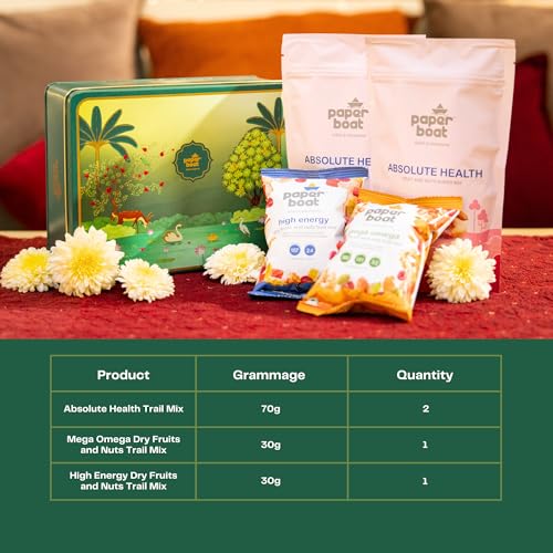 Image of Paper Boat Diwali Dry Fruits Gift Box, 200g - Diwali Gift Hamper | Festive Dry Fruit Gift | Assorted Mixed Nuts, Dry Fruits & Trail Mix | Cashew, Almonds, Berries and Mixed Nuts