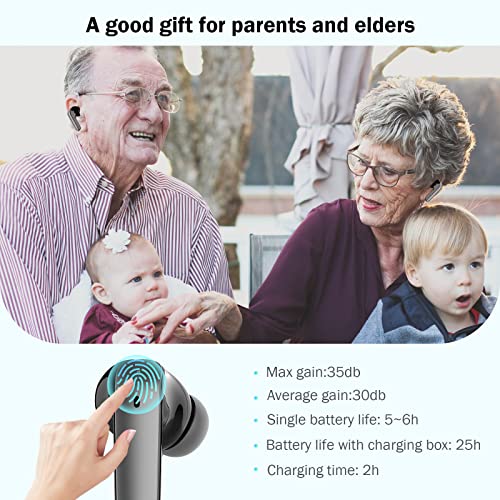 Bluetooth Hearing Aids 2 In 1 With Noise Cancellation, Rechargeable Personal Digital Bluetooth Hearing Aids For Adults And Seniors, 4 Modes Smart Hearing Amplifiers With Earbuds(Grey) (Grey) #TOP4