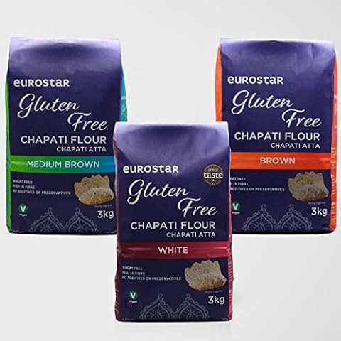 Eurostar Chapati Atta Gluten Free Flour (Gluten Free Chapati Flour Variety Box, 3 x 3kg) Cover