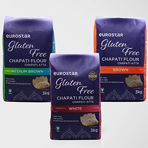 Eurostar Chapati Atta Gluten Free Flour (Gluten Free Chapati Flour Variety Box, 3 x 3kg)