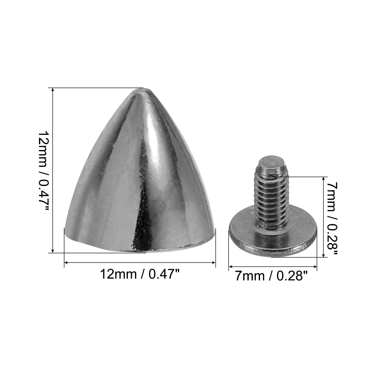 PATIKIL 12mm Studs for Clothing 20 Sets Studs and Spikes Leather Rivets Cone Spikes Metal Screw Studs for Clothing Leather Crafts Fabric Shoes Punk Bag Leathercraft - Image 2