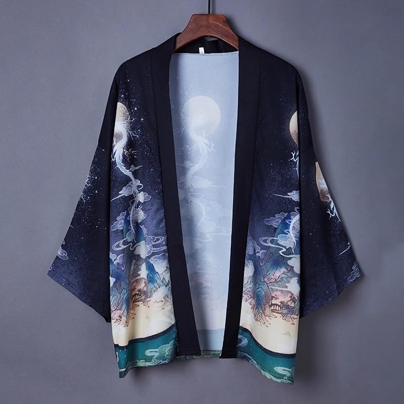 Image of LAI MENG FIVE CATS Women's Floral Print Loose Blouse Japanese Kimono Tops | Puff Sleeve,Cover up Top,Casual Cute Tops,Summer Cardigans 2026
