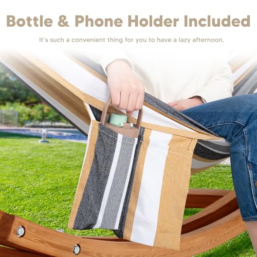 Image of SUNCREAT Freestanding Hammock with 10 ft Wooden Stand Included, Coffee
