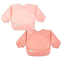 Vista 14 de Tiny Twinkle Babero de bebé a prueba de desorden, paquete de 2 baberos de manga completa, baberos impermeables para niños pequeños, lavable a Carbón