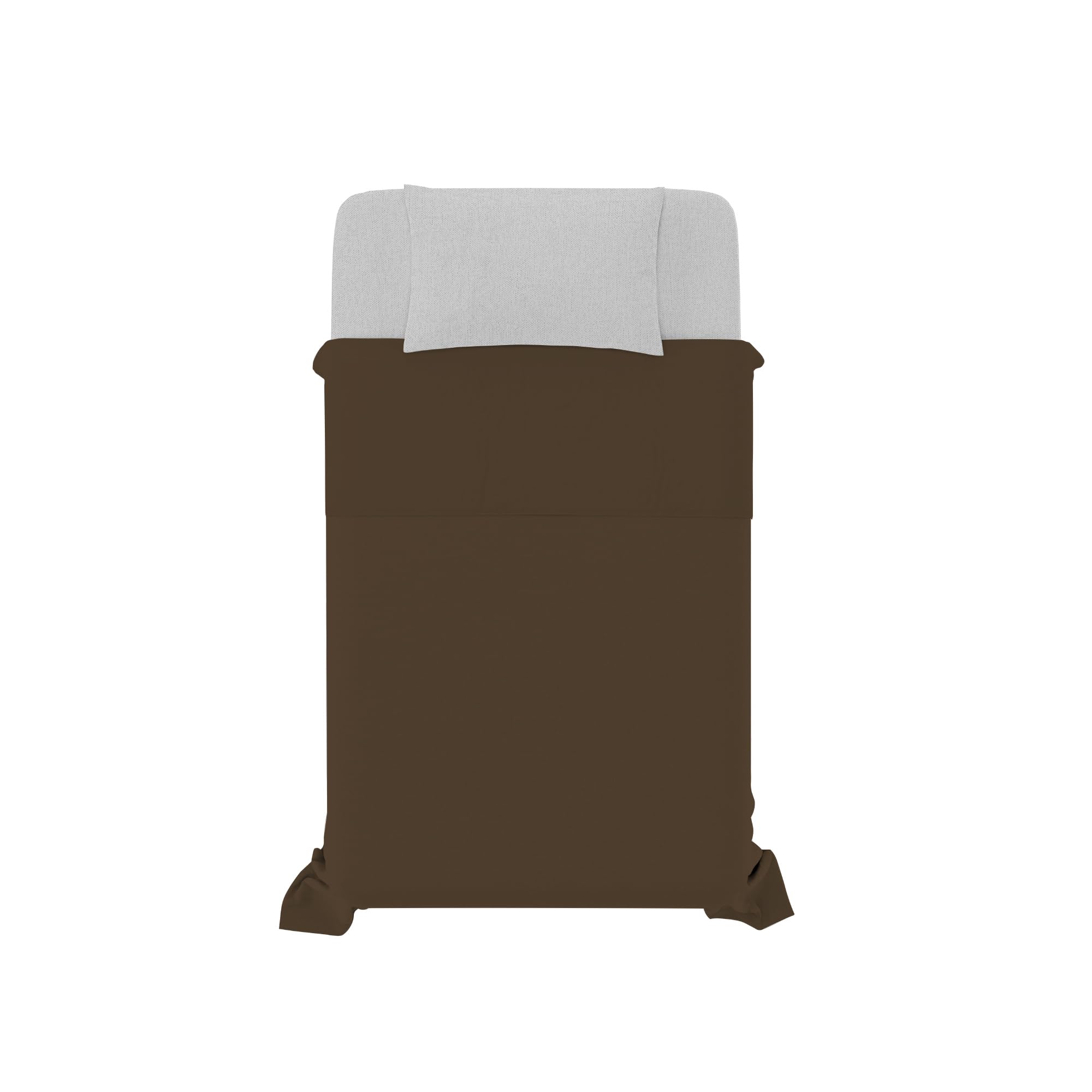 Trendy Chic 100% Cotton Bed Set, Made in Italy, Queen Size, Chocolate, King single - Image 2