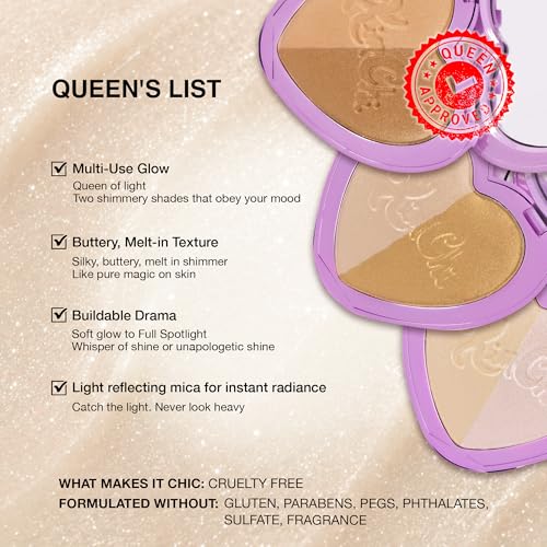 Image of KimChiChic Beauty Thailor Get Glow Highlighter Duo, 2-in-1 Illuminating Powder Palette, Buildable Shimmer for Face & Body, Heart-Shaped Compact with Mirror, Cruelty-Free, Hollywood Glow