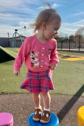 Image of Disney Frozen Elsa Minnie Princess Girl Outfit Knit Top & Tweed Skirt Set 2-13Y