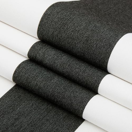 RSH DECOR: Sunbrella 3-Piece Wicker Tufted Cushion Set | Standard Size | Made with Sunbrella Performance Fabric | Outdoor Loveseat & U-Shaped Seat Cushions | Cabana Classic Black Stripe