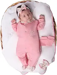 Saída de Maternidade Kit 04 Peças Para Bebê Menina Princesa Rosê