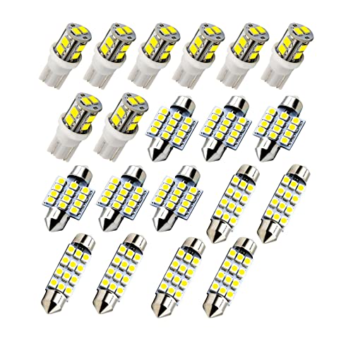 Juanya 20PCS Ampoules LED Intérieures de Voiture T10 Lumières Blanches 12V 6000K-8000K Lampes pour Éclairage Intérieur Dôme Feux de Plaque d'immatriculation Cover