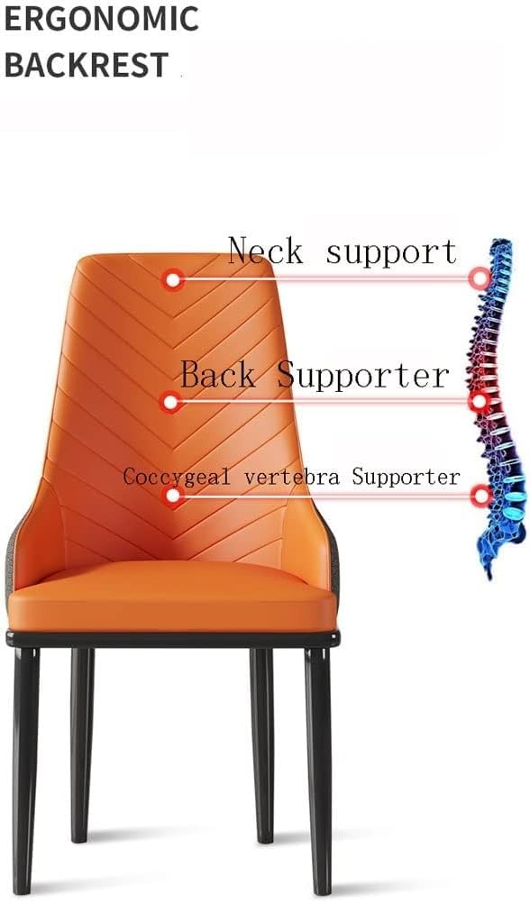 Juego de 6 sillas de Comedor de Cocina de Cuero sintético, Modernas, con Respaldo Alto, Asiento Acolchado Suave y Patas de Metal de Acero al Carbono Resistentes.(Orange)