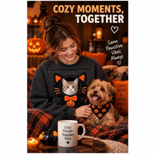 Halloween Sweatshirts for Women Pet Pouch Sweatshirt Cat Carrier Pullover - image 7