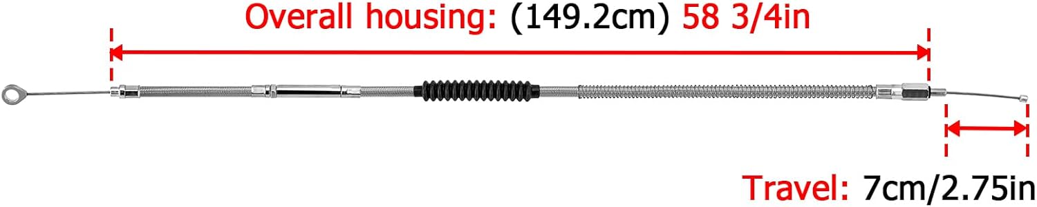 Mofun 58 3/4" Braided Clutch Cable Stainless Steel Compatible with Harley Sportster XL 883 /883R/ N/L 2007-2013, Fit Sportster XL 1200C/ X/CX/L, Chrome