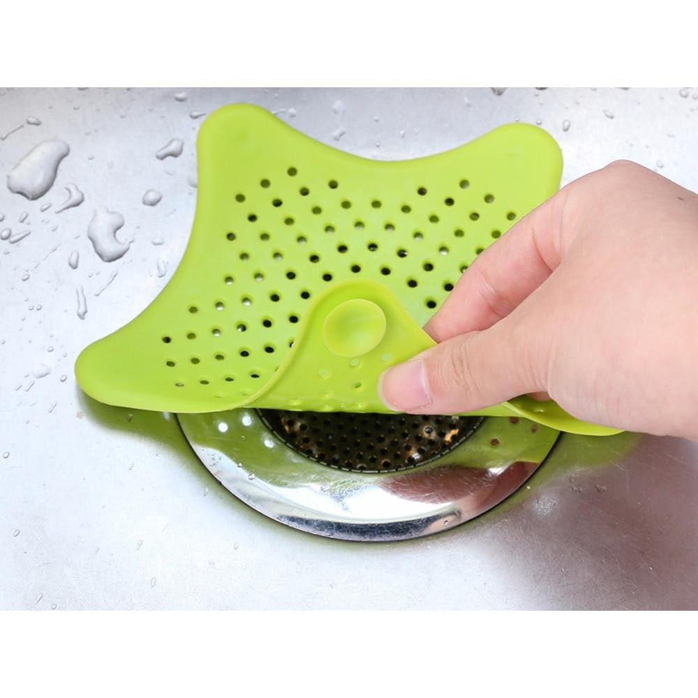 PARENCE.- Zestaw silikonowych filtrów zlewozmywakowych w kształcie 4 gwiazd / 4 szt., silikonowa kratka zlewozmywaka z przyssawkami - kuchnia, łazienka, 14,5 cm