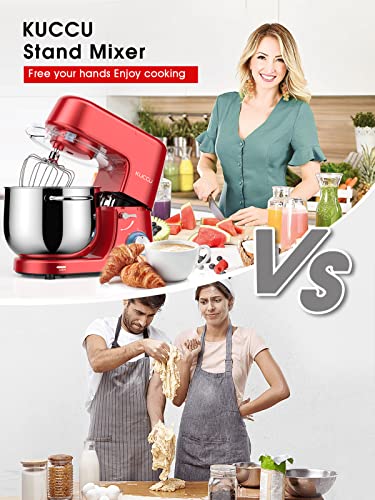 85-QT-Double-Handle-KUCCU-Stand-Mixer-6-Speed-with-Pulse-Electric-Kitchen-Mixer-660W-Tilt-Head-Food-Mixer-with-Dishwasher-Safe-Dough-Hook-Flat-Beater-Whisk-Splash-Guard-for-home-baking-Red