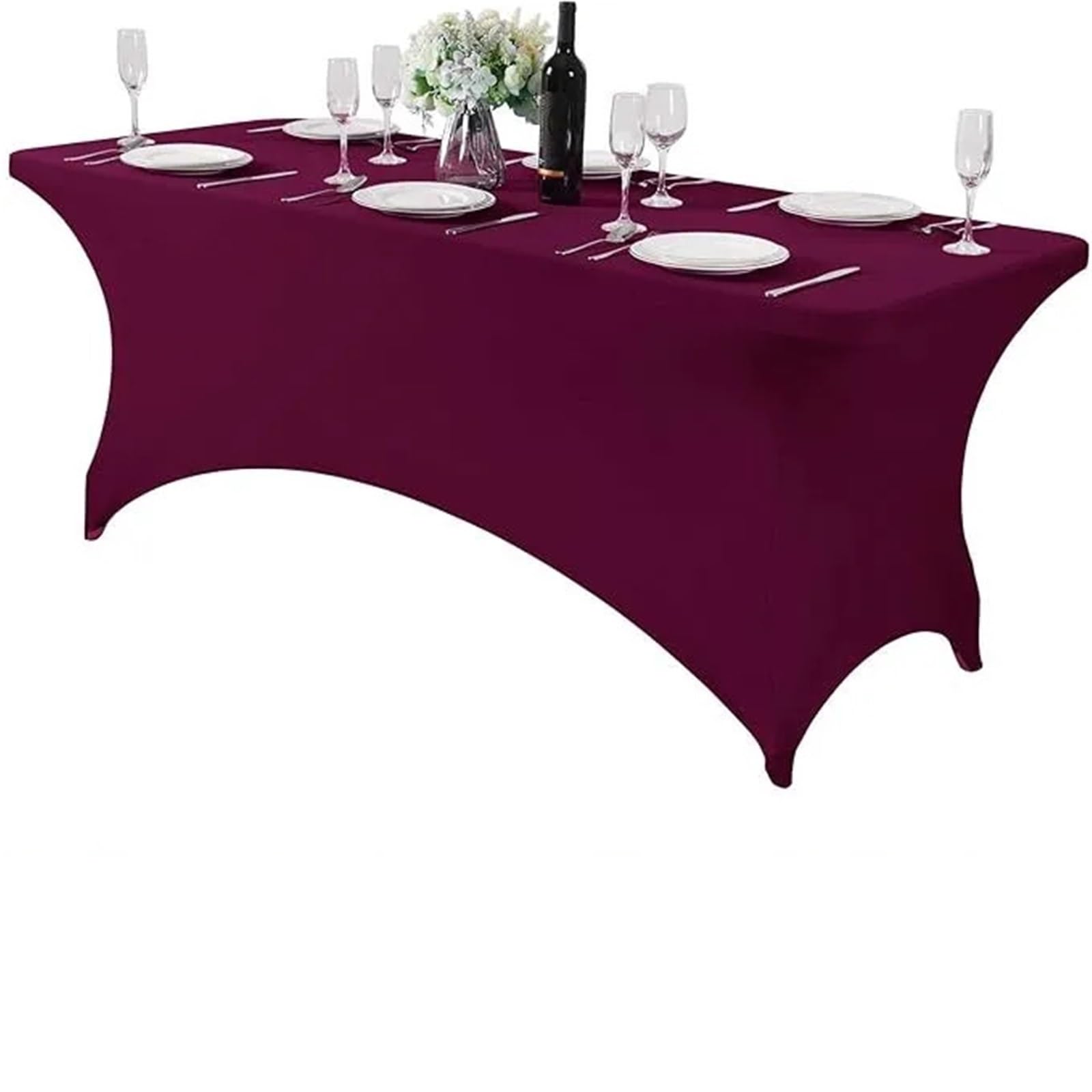 SNGUOQ 2pcs 4Ft 6Ft Spandex Table Cover Universal Fitted Stretch Tablecloth for Party, Banquet, Wedding and Events For Event, Wedding(Red,4ft)
