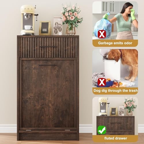 Gabinete para basura Garvee de madera 10 galones miniatura 7