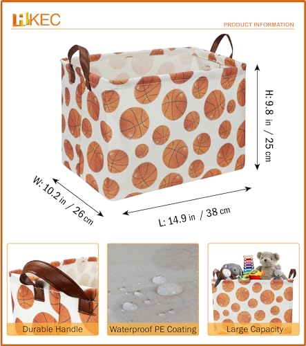 Image of Rectangle Baksetball Print Storage Basket, Books Box, Room Decor,Gift Basket(Basketball)