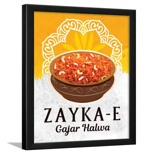Image of Chaka Chaundh - Gajar halwa wall art poster frame Sweets Mithai shop and confectionery store wall art framed quotes decor item - Restaurant cafe food Deserts poster frame decoration items - 14 X 11 inches