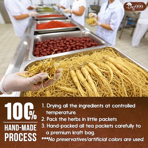 Image of TOG999 30 Bags Ginseng Seven Treasures Kidney Tea, Traditional Chinese Formula for Men & Women, Daily Balance & Herbal Cleansing Routine, 100% Natural Ingredients, Caffeine Free, Non-GMO, Vegan