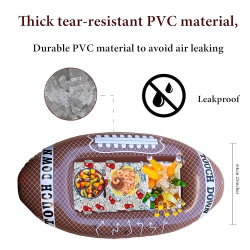 GIFTEXPRESS 1PC Inflatable Football Beverage Cooler for Football Party Decoration, Floating Ice Serving Bar for Sports Party, Pool Party, Picnic Supplies with Repair Kit(Football) - Image 5