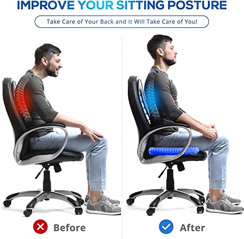 Image of Gel Enhanced Seat Cushion - 17.5x17.5inch Extra Large Double Thick Chair Cushion with Non-Slip Cover for Sciatica & Back Pain Relief - Durable Soft Mat Pad for Office, Car, Home, Travel, Blue