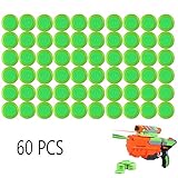 6MILES 60 PCS Safety EVA Foam Soft Refill Discs Bullet Darts Equipment Set for Nerf Vortex Blaster Praxis Nitron Vigilon Proton Ammo Toy Gun Parts Play Game (Green)