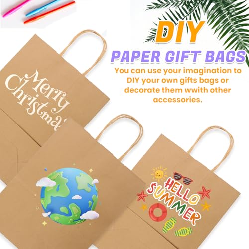 XPCARE Large Brown Paper Bags, 100 Packs 10x5x13 Inch Gift Bags with Handles Bulk Paper Bag with Handles Retail Kraft Paper Bag Brown Gift Bags for Wedding Party Shopping