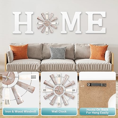 ZAZIWZ-Farmhouse-Home-Signs-with-Windmill-Clock-Wall-Decor-Rustic-Home-Letters-Wall-Art-for-Living-Room-Kitchen-Entryway-Dining-Room-Bedroom-white ZAZIWZ Farmhouse Home Signs with Windmill Clock Wall Decor Rustic Home Letters Wall Art for Living Room Kitchen Entryway Dining Room Bedroom white