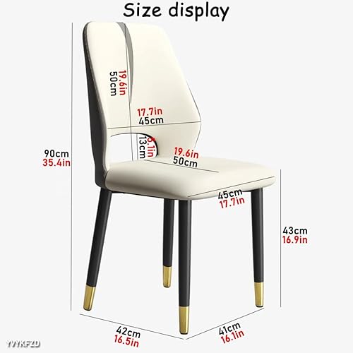 Miniatura 3 de YVYKFZD Juego de sillas de comedor de cuero, silla de comedor con respaldo curvado y patas de metal, sillas de cocina tapizadas, silla de sala de