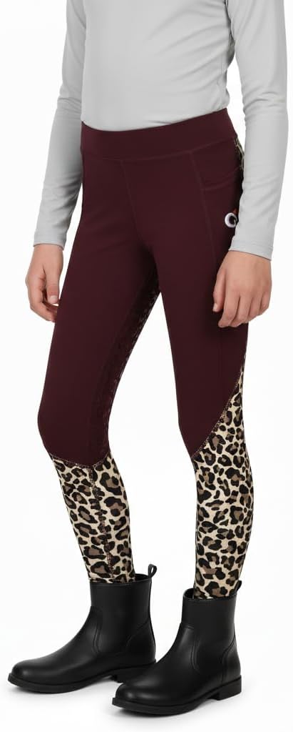 Horse Riding Pants for Girls, Kids Equestrian Horseback Riding Breeches, Full Seat Silicone Grip with Pockets