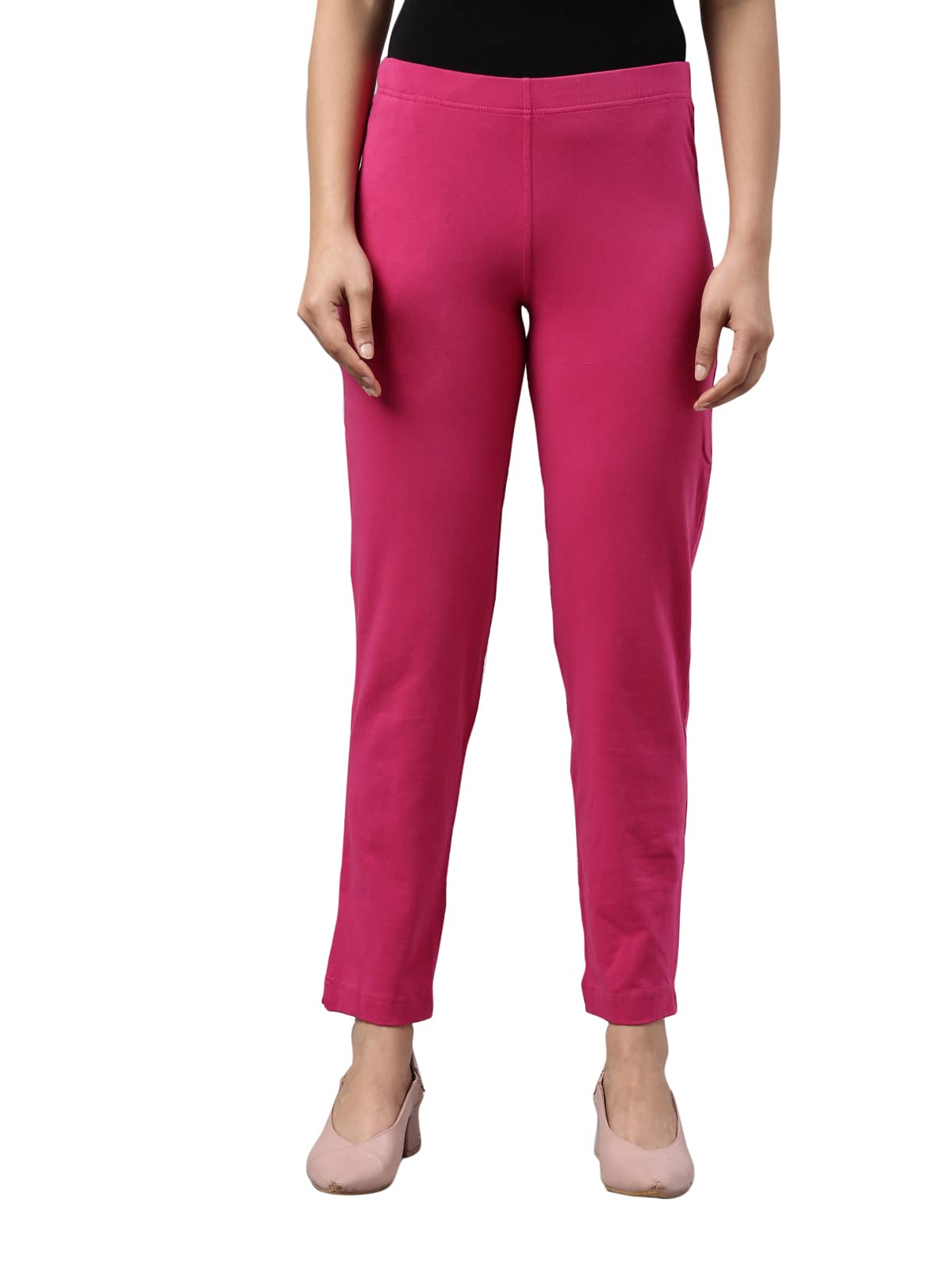 GO COLORS Women Dark Rose Mid Rise Regular Fit Cotton Kurti Pant