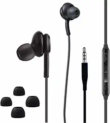 Fones de ouvido estéreo intra-auriculares 2025 para Samsung Galaxy S10, S10E, S10+, S8, S8+, S9, S9+, Note 9 - Jack de 3,5 mm projetado com microfone e botões de volume (preto)