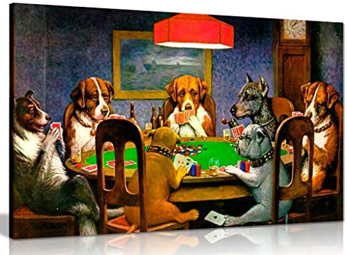 Wandbild, Kunstdruck, Motiv: Poker spielende Hunde - C. M. Coolidge, Leinwand-Kunstdruck, Bild, A0 91x61cm (36x24in)
