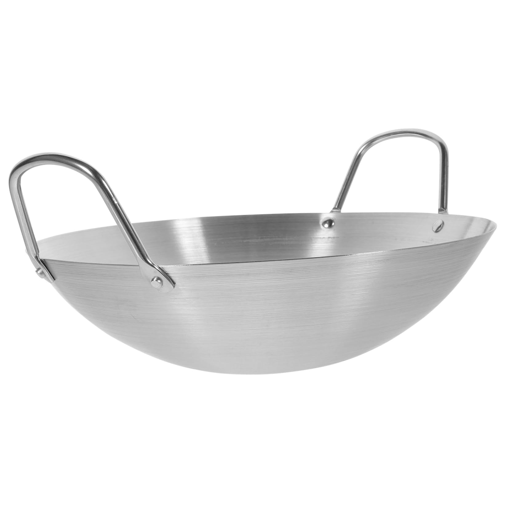 Wok Inox Fondo Tondo 10 Pollici Padella Grande Capacità Pentola Antiaderente per Frittura Facile Pulizia Cucina Casalinga