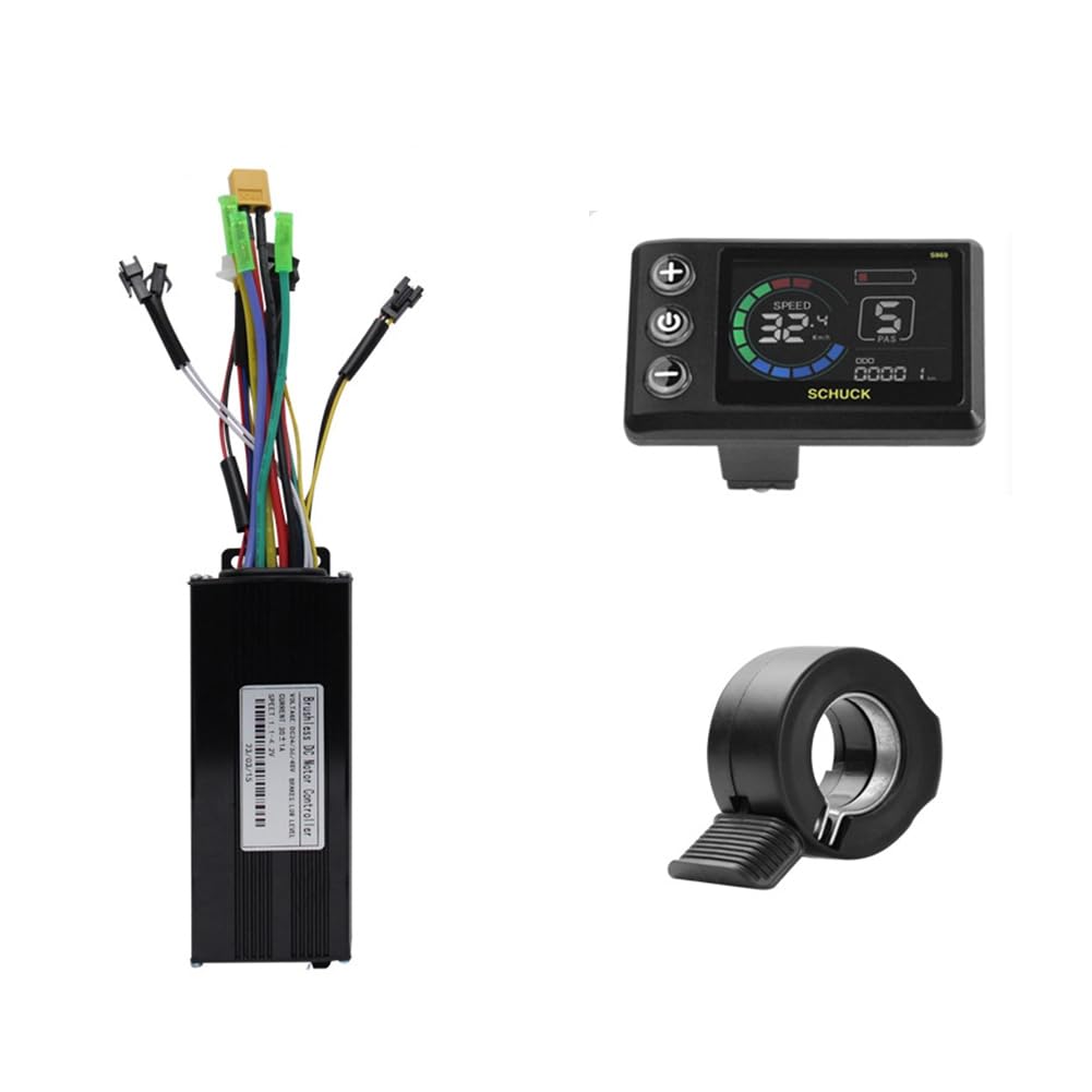Contrôleur de Moteur sans 36V 48V 30A S869 avec Affichage LCD pour Trottinette Électrique et Kit de Réparation pour Vélo Électrique avec Poignée D'Accélérateur 24V-72V.